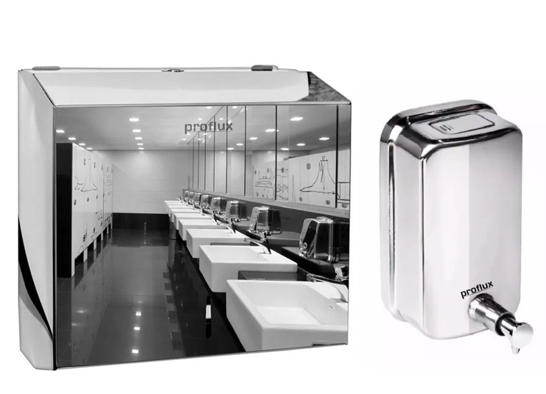 Dispenser Inox 304 Saboneteira + Toalheiro Interfolha Proflux 51.522