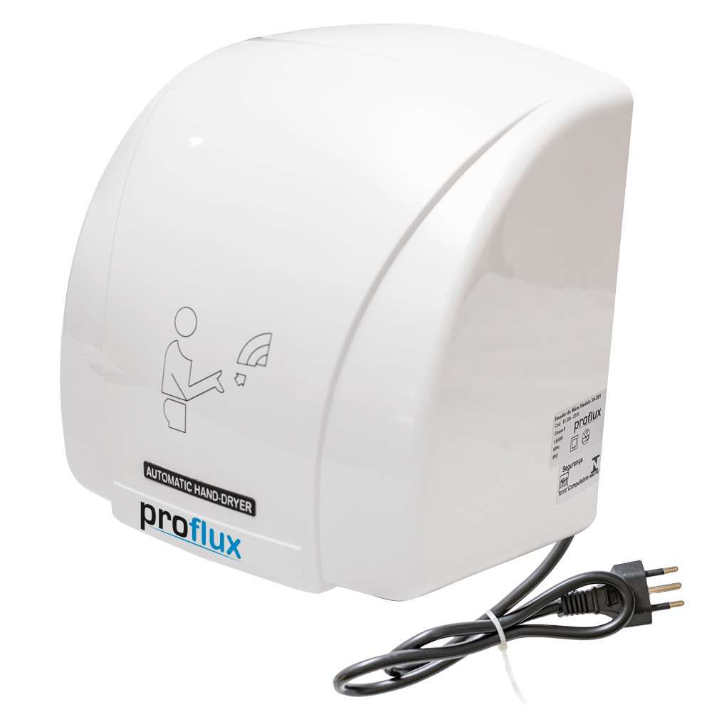 Secador de Mãos em Plástico ABS Branco PROFLUX 127V 51.337