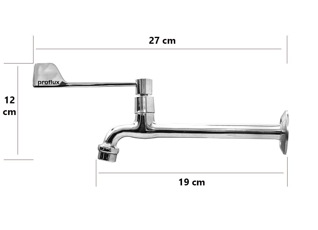 Torneira Clinica Alavanca Confort com arejador fixo de Parede 19 cm Proflux 21.076
