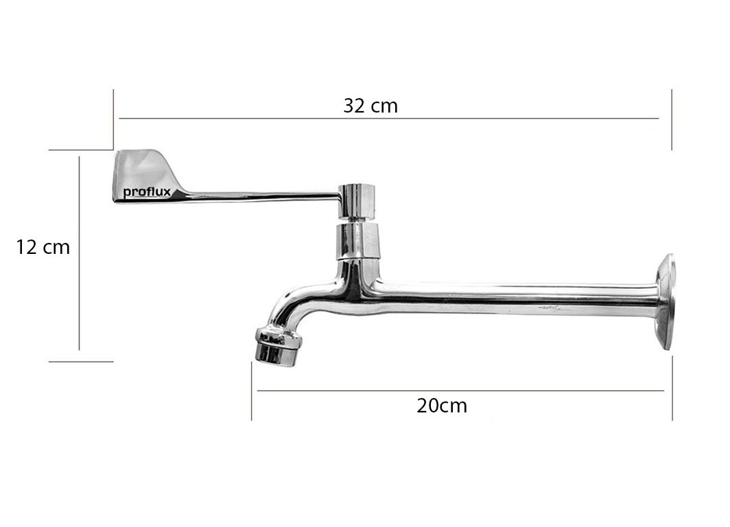 Torneira Clinica Alavanca Confort com arejador fixo de Parede 22 cm Proflux 21.077P