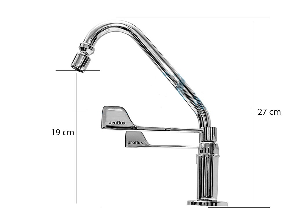Torneira Clinica Misturador Alavanca Confort C/ Arejador Articulado Metal com Bica Móvel 21.075